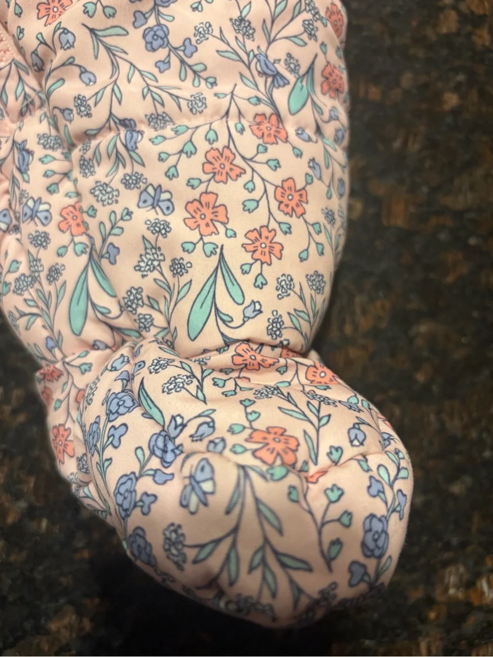 OshKosh B'gosh Pink Floral Puffer Snowsuit with Blue Accents 6-9M Months 2017